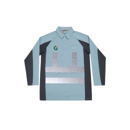 Customized CIC anti-heat clothing light blue gray short-sleeved reverse collar Polo shirt with horn sleeves embroidered logo Polo shirt Construction Industry Council 100% Polyester D400 Customized CIC anti-heat clothing light blue gray short-sleeved reverse collar Polo shirt with horn sleeves embroidered logo Polo shirt Construction Industry Council 100% Polyester D400